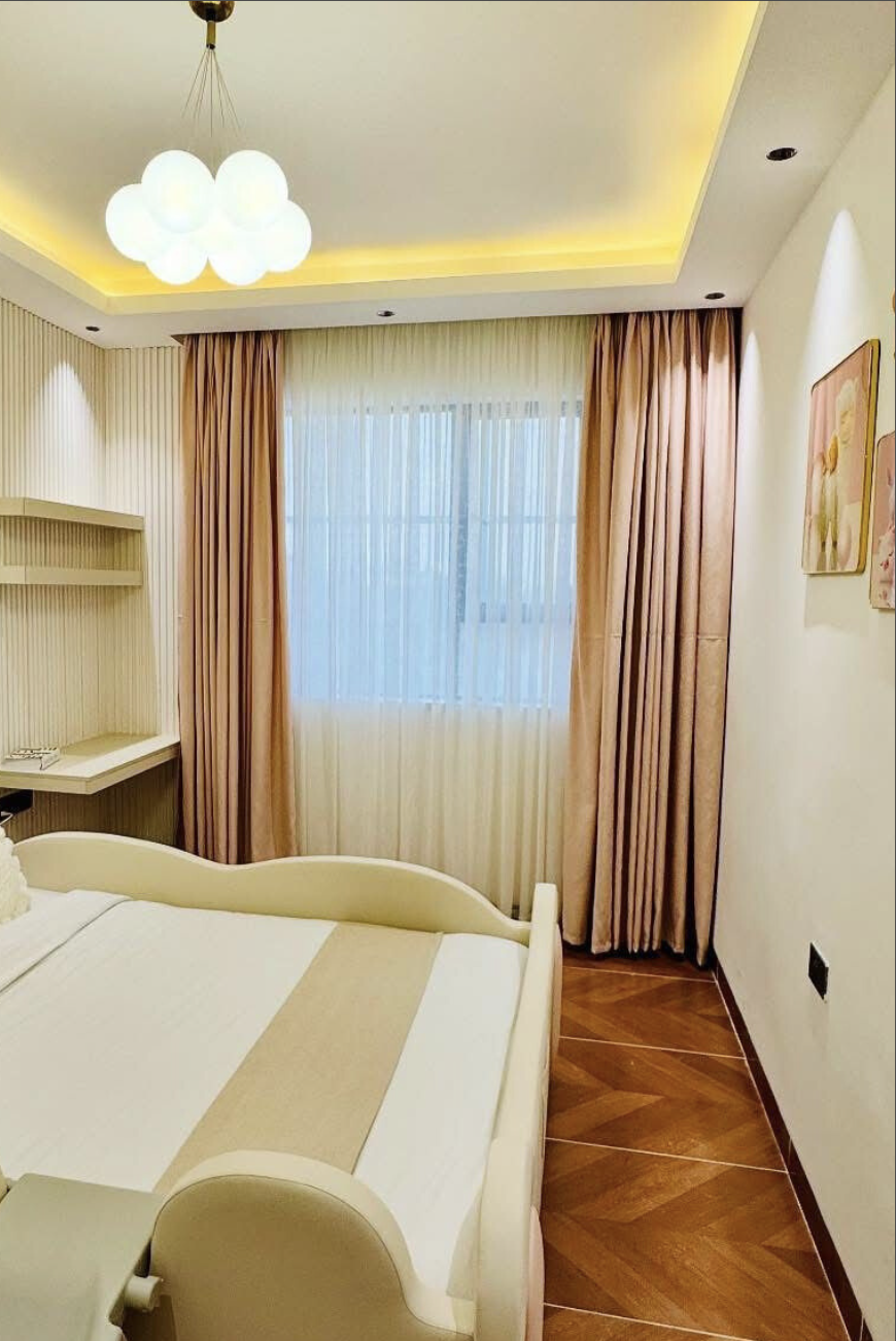 Living room with curtains